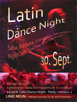 Latin Dance Night @ Linie Neun in Darmstadt Latin Dance Night @ Linie Neun in Darmstadt